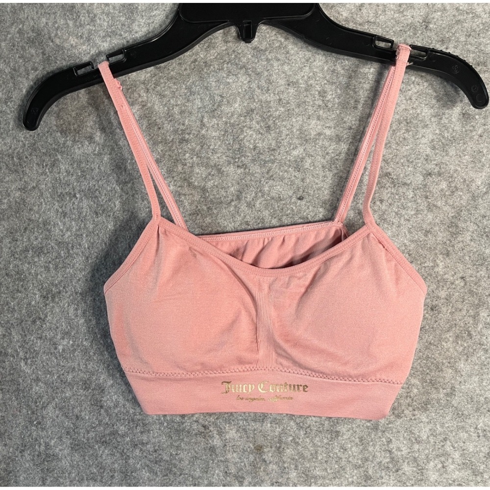 Juicy Couture Girls XL Pink Seamless Bralette Gold Logo Adjustable Straps
